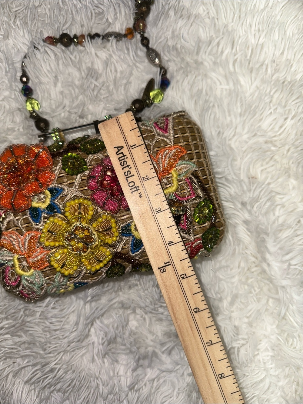 Mary Frances Multicolor Floral Beaded Box Clutch with Beaded Strap - Picture 9 of 14